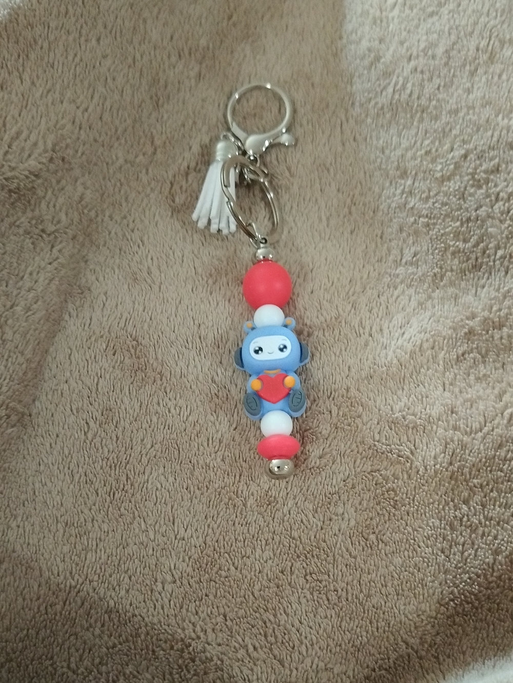 Robot Keychain  Cute Blue and Red Accessory